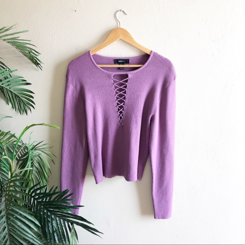 Cropped purple deep v-neck